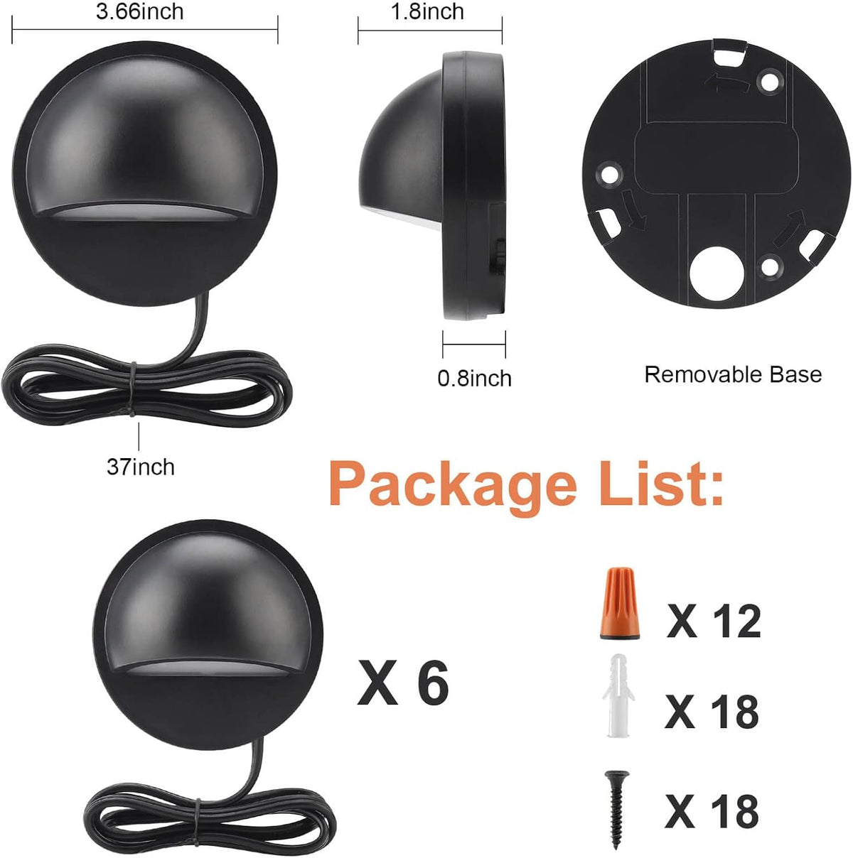 6 Pack Low Voltage Warm White Deck Lights J257583