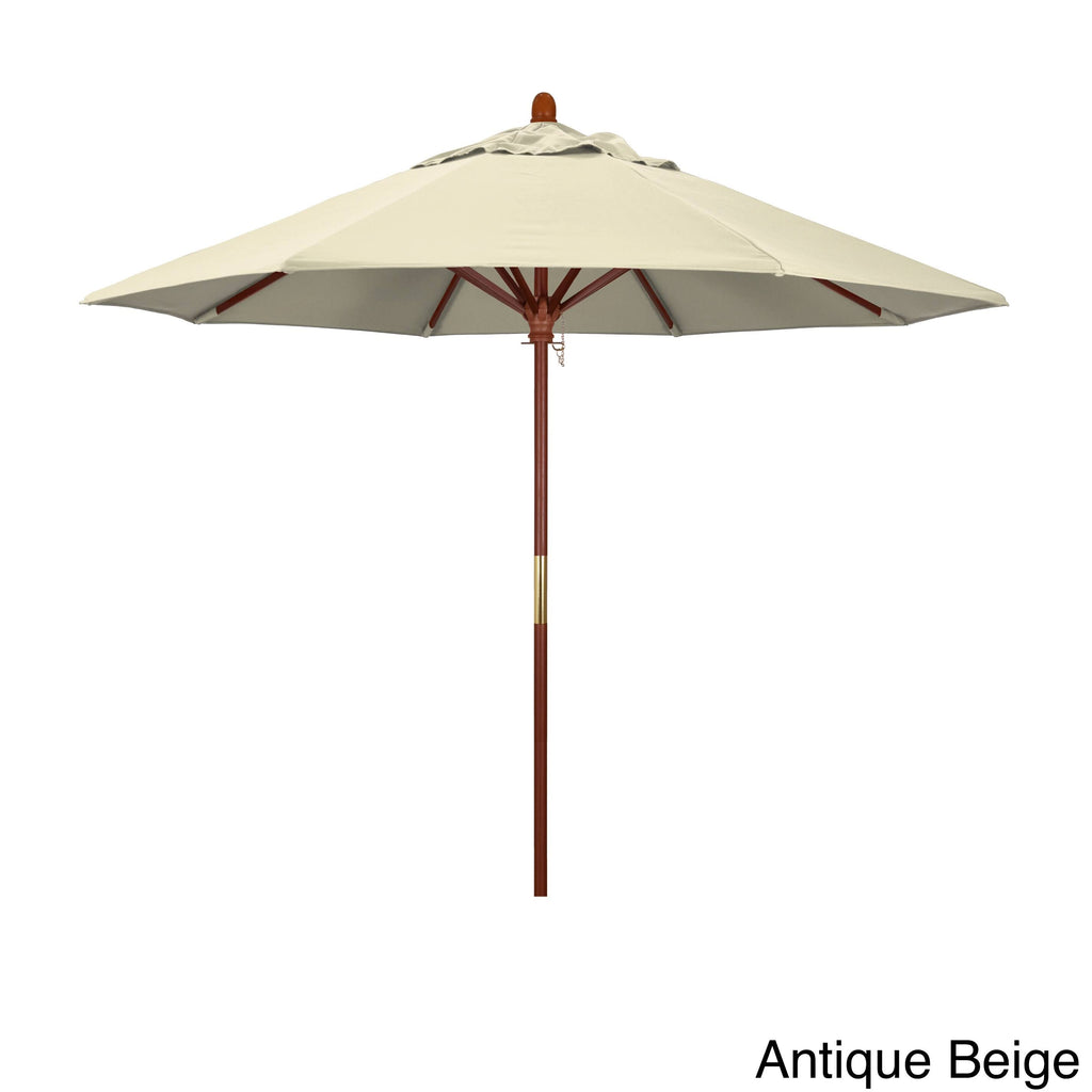 Blue 9 ft. Olefin Wood Market Umbrella O85250